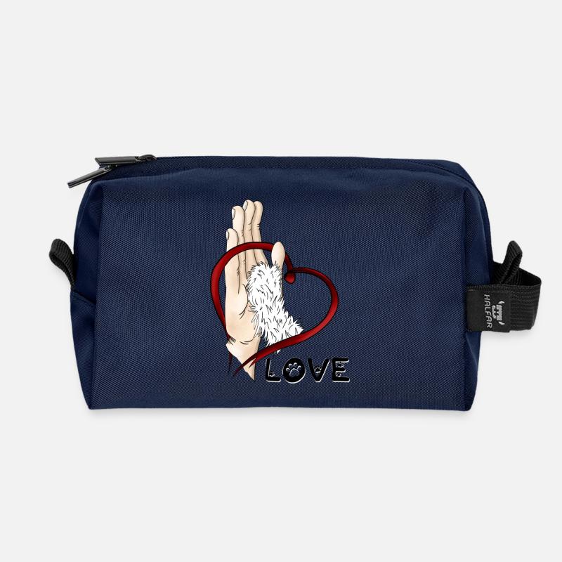 Pfotenliebe - weißes Pfötchen - Recycelte Kulturtasche - Navy