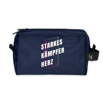 Starkes Kämpferherz - Mut machen - Kraft schenken - Recycelte Kulturtasche - Navy - Vorne