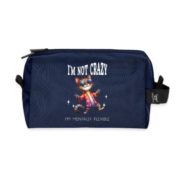 I'm not crazy I'm mentally flexible crazy cat - Recycled Toiletry Zip Bag - navy - Front