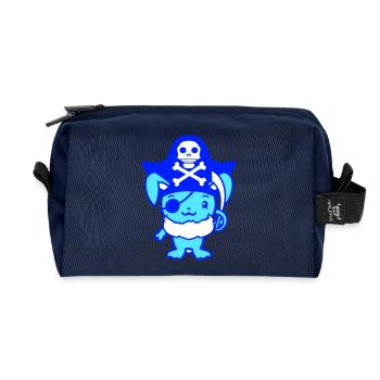Kleiner süßer Hase Kaninchen Kapitän Augenklappe - Recycelte Kulturtasche - Navy - Vorne