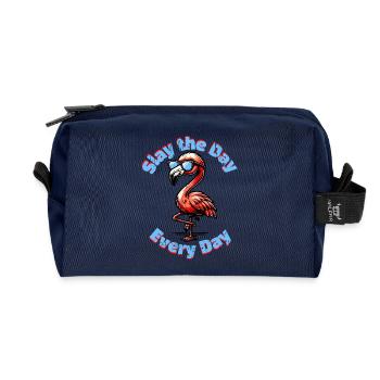 Motivation des flamants roses - Trousse de toilette en tissu recyclé - marine - Devant