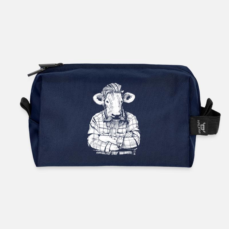 Mister Beef (weiße Version) - Recycelte Kulturtasche - Navy