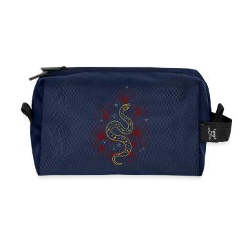 Snake with ginkgo in spring - Recycled Toiletry Zip Bag - navy - Front