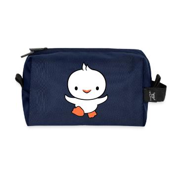 Duck running fast wants to fly cute flutter - Recycled Toiletry Zip Bag - navy - Front