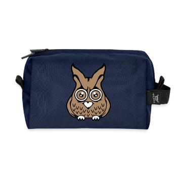 Eule Vogel Uhu guckt gruselig große Horror Augen - Recycelte Kulturtasche - Navy - Vorne