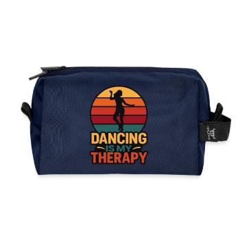 Tanz ist meine Therapie – Retro Tanzdesign - Recycelte Kulturtasche - Navy - Vorne