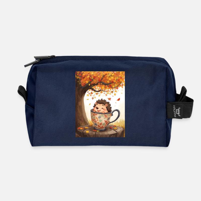 EG Igel in Tasse I Herbst I Urlaub I Geschenkidee - Recycelte Kulturtasche - Navy