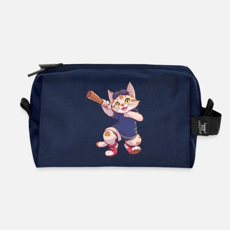 Cat, Cats - Recycled Toiletry Zip Bag - navy