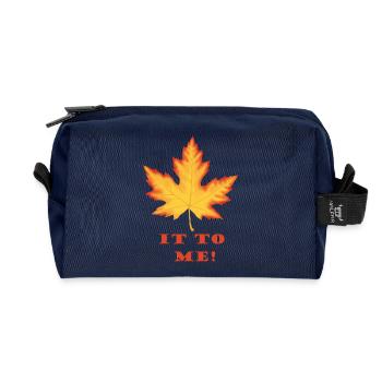 Leaf It to Me – Orange-Red Maple Leaf Design - Recycled Toiletry Zip Bag - navy - Front