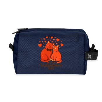 Verliebte Katzen – Valentinstag Illustration - Recycelte Kulturtasche - Navy - Vorne