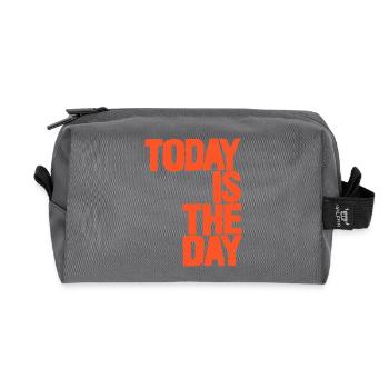 Today is the day - Recycled Toiletry Zip Bag - anthracite - Front