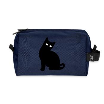 Katze Silhouette schwarz Geschenk Katzenliebhaber - Recycelte Kulturtasche - Navy - Vorne