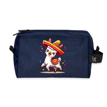 Lama Fiesta im Sombrero - Recycelte Kulturtasche - Navy - Vorne