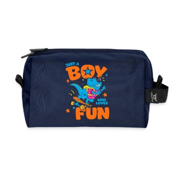 Einfach ein Junge, der Spaß liebt, lustiges Hemd-Kind - Recycelte Kulturtasche - Navy - Vorne
