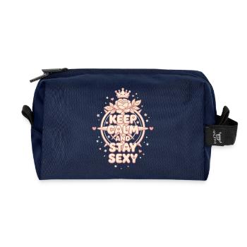 Keep Calm Stay Sexy: Cute Kawaii Pastel Design - Recycled Toiletry Zip Bag - navy - Front