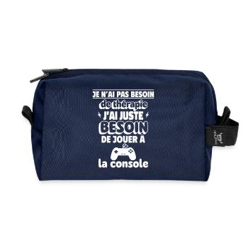 besoin de console,geek,gameur,gaming - Trousse de toilette en tissu recyclé - marine - Devant