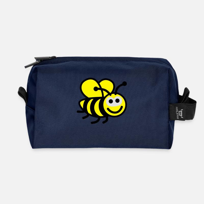 biene___f3 - Recycelte Kulturtasche - Navy