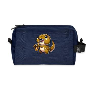 Dino T-Rex Saxophone Saxophoniste Musicien Jazz - Trousse de toilette en tissu recyclé - marine - Devant
