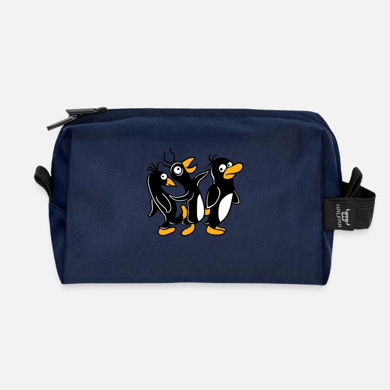 Verrückte Pinguine laufen dumm treten Team Freunde - Recycelte Kulturtasche - Navy