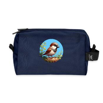 Spatz auf einem Ast - Recycelte Kulturtasche - Navy - Vorne