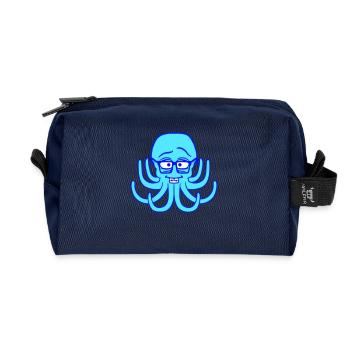 Octopus Nerd Geek Horn-Rimmed Glasses Smart Intelligent - Recycled Toiletry Zip Bag - navy - Front