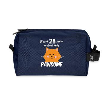 It took 28 years to look this pawsome - Recycled Toiletry Zip Bag - navy - Front
