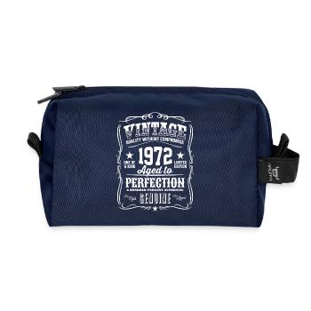 Vintage 1972 Aged to Perfection - Recycled Toiletry Zip Bag - navy - Front