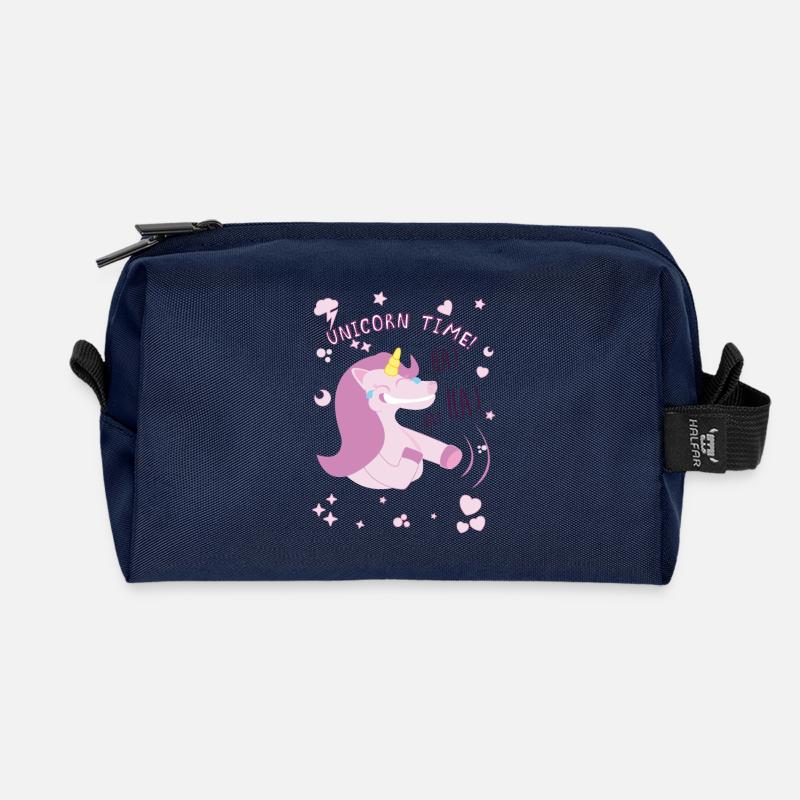 Funny Unicorn - Recycled Toiletry Zip Bag - navy