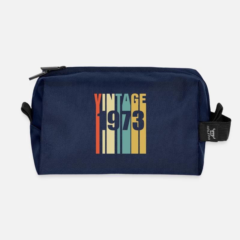 Vintage 1973 Retro - Recycled Toiletry Zip Bag - navy