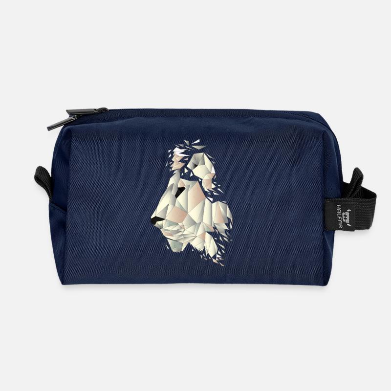 geometric lion - Recycled Toiletry Zip Bag - navy