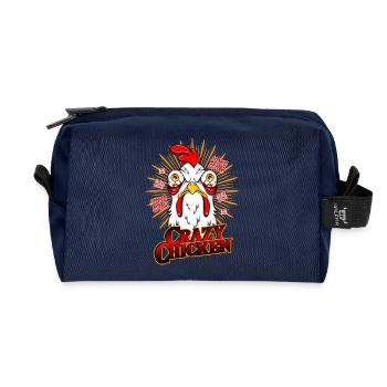 CRAZY CHICKEN - Lustiges Hühner Geschenk Motiv - Recycelte Kulturtasche - Navy - Vorne