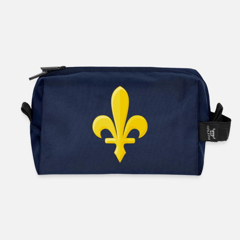 Goldene Lilie - Recycelte Kulturtasche - Navy