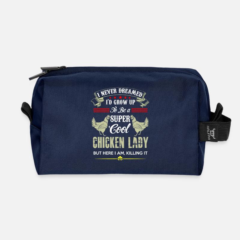 Huhn Hahn Chicken Geschenkidee - Recycelte Kulturtasche - Navy