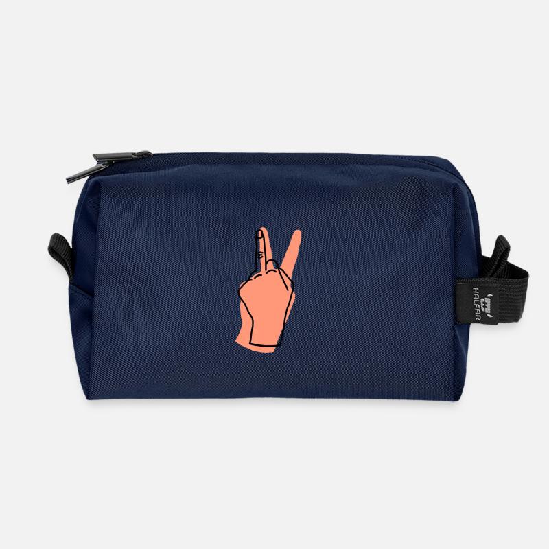 peace peach - Recycled Toiletry Zip Bag - navy
