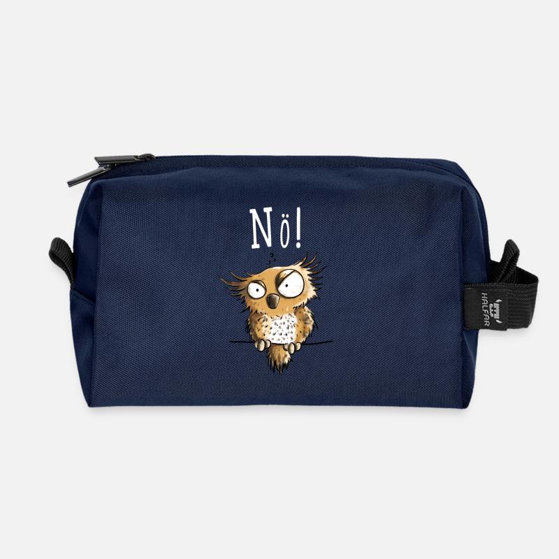Nö Eule In Montag Morgen Stimmung - Recycelte Kulturtasche - Navy