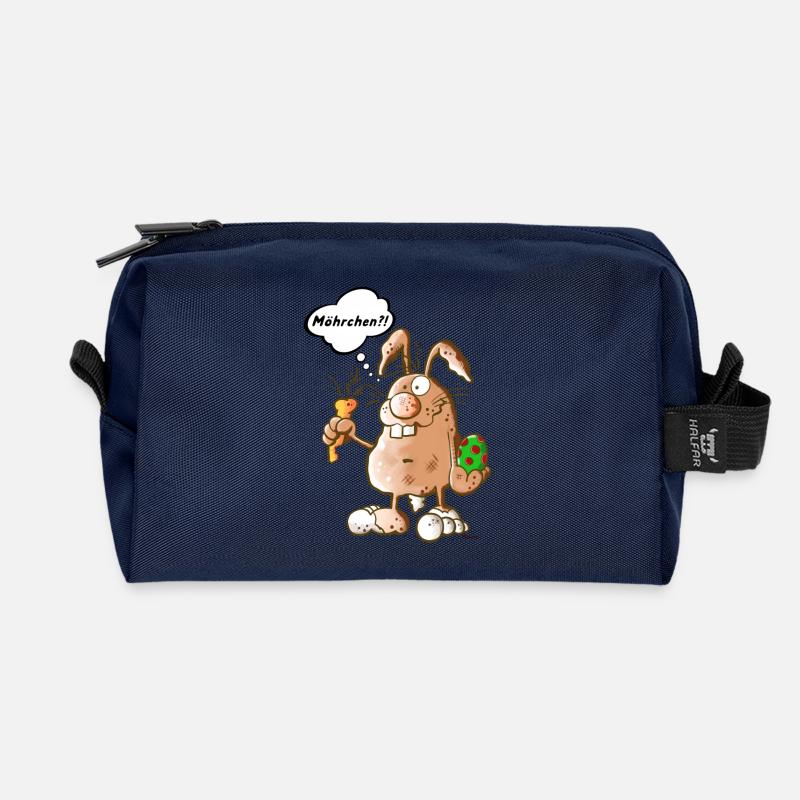 Osterhase mit Möhrchen - Recycelte Kulturtasche - Navy