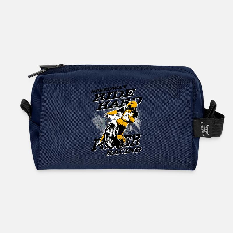 Speedway Racing - Recycled Toiletry Zip Bag - navy