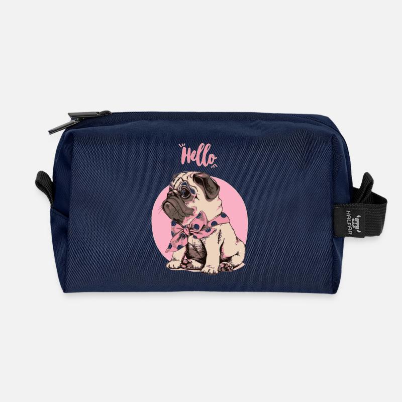 Süßer Mops - Recycelte Kulturtasche - Navy