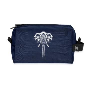 Elephant / Portrait / Graphic - Recycled Toiletry Zip Bag - navy - Front