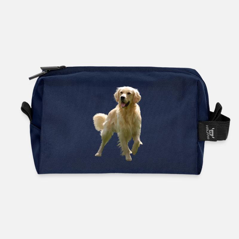 Golden Retriever - Recycelte Kulturtasche - Navy