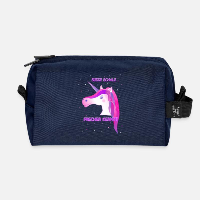 Einhorn freches Einhorn pinkes Einhorn frech Pony - Recycelte Kulturtasche - Navy