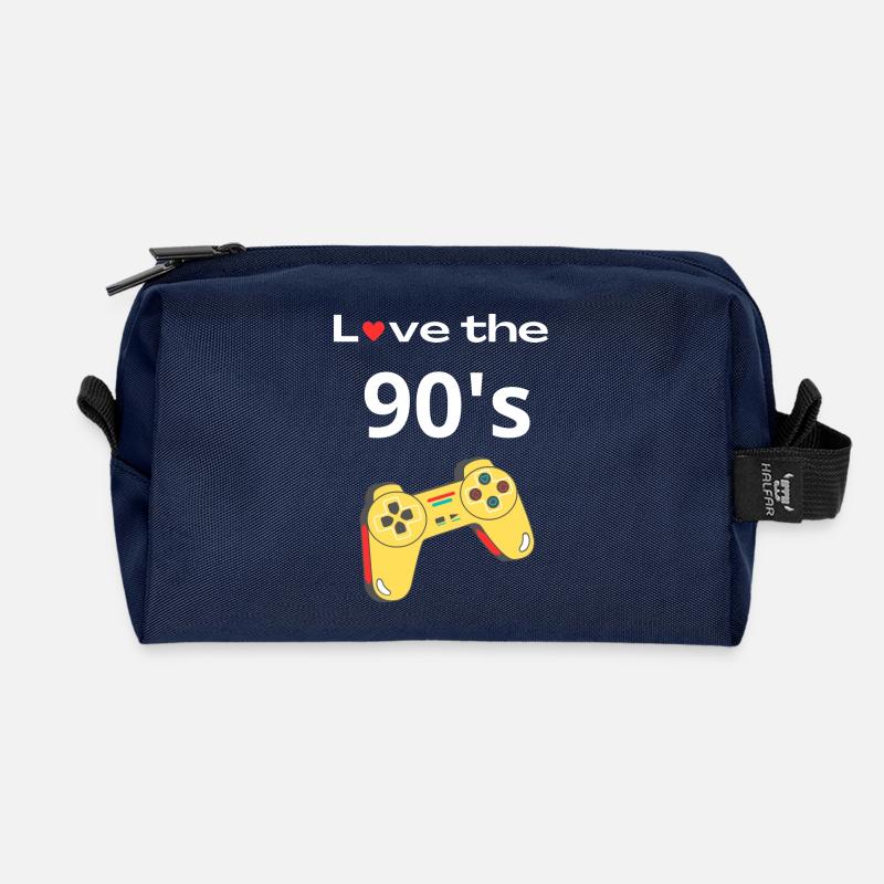 Ich liebe den Retro-Controller der 90er - Recycelte Kulturtasche - Navy