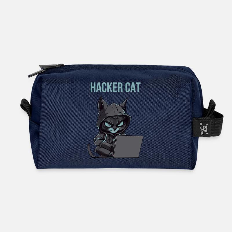 hacker cat hood - Trousse de toilette en tissu recyclé - marine