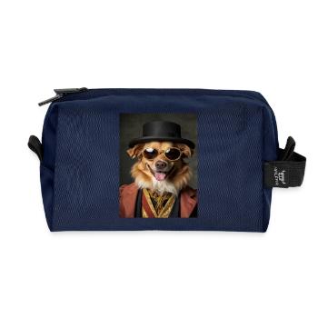 Goldener Hund Kostüm Aristokrat Lünette Halsband - Recycelte Kulturtasche - Navy - Vorne