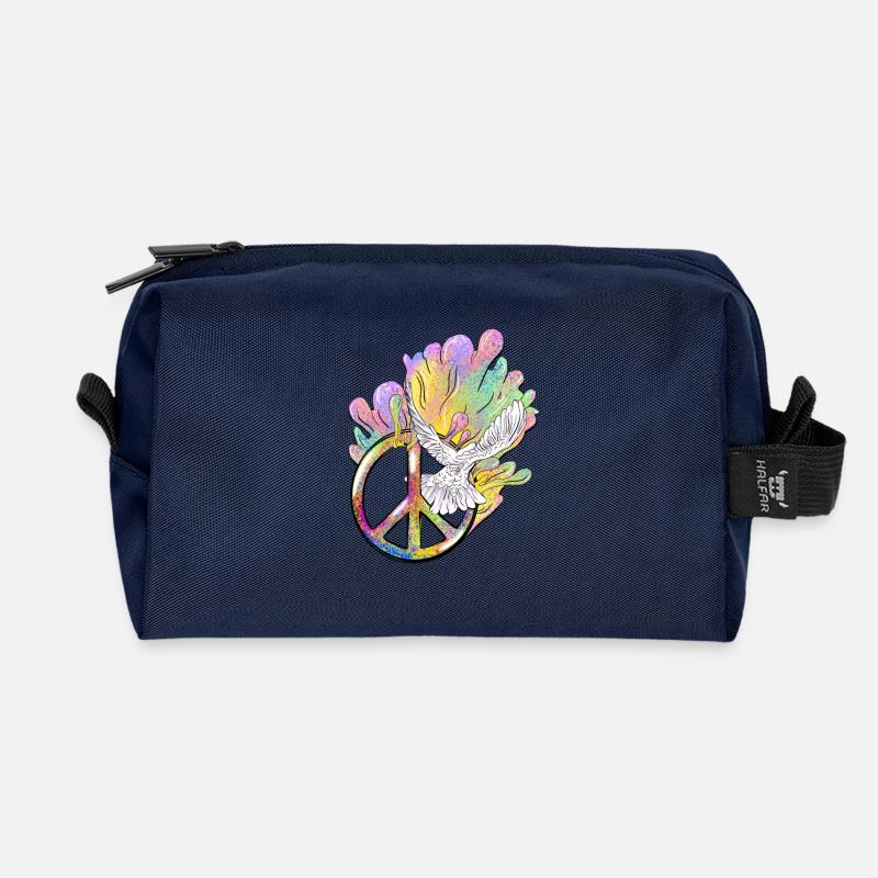 Peace is Colorful - Recycled Toiletry Zip Bag - navy