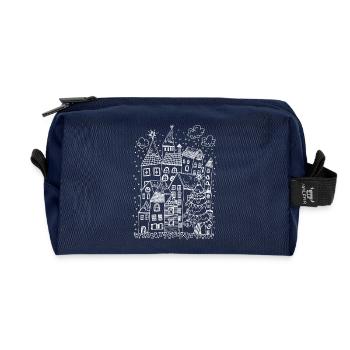 Petite ville d’hiver - blanc - Trousse de toilette en tissu recyclé - marine - Devant