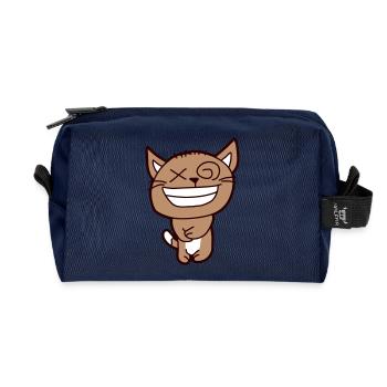 Wahnsinnige Katze Schielt Lustig Verrückt Grimasse - Recycelte Kulturtasche - Navy - Vorne