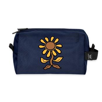 Tanzende Kleine Sonnenblume Blume Hübsch Blümchen - Recycelte Kulturtasche - Navy - Vorne
