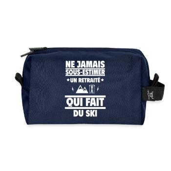 Ne jamais sous-estimer un retraité qui fait du ski - Trousse de toilette en tissu recyclé - marine - Devant