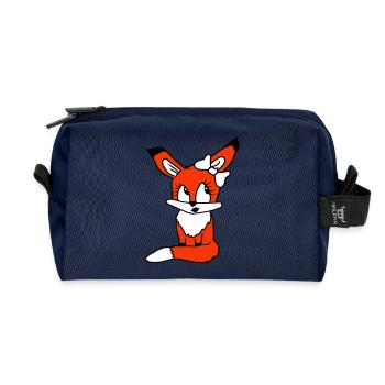 Fox Female Girl Pretty Bow Woman Beautiful - Recycled Toiletry Zip Bag - navy - Front